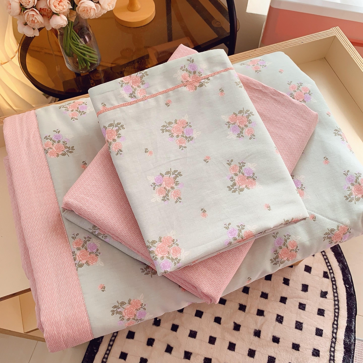 91家纺网 家纺一手货源 找家纺 莱豫家纺 2025春夏新款纯棉全棉夏被夏凉被四件套 叠拍