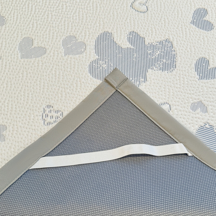 91家纺网 家纺一手货源 找家纺 LIFE.丽芙 2025春夏季新品A类针织提花冰凉豆豆凉感软席子平铺绑带款冰丝凉席三件套（450克）-风格二 熊世界-海蓝