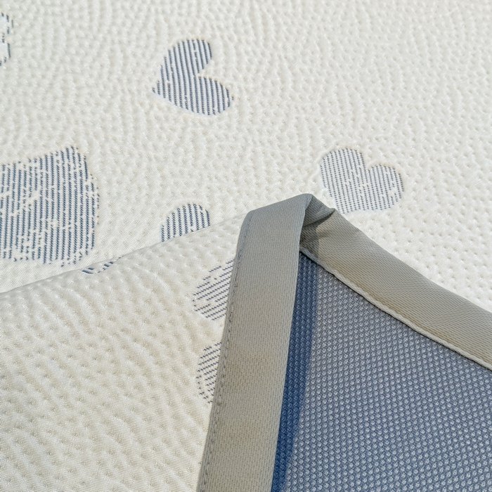 91家纺网 家纺一手货源 找家纺 LIFE.丽芙 2025春夏季新品A类针织提花冰凉豆豆凉感软席子平铺绑带款冰丝凉席三件套（450克）-风格二 熊世界-海蓝