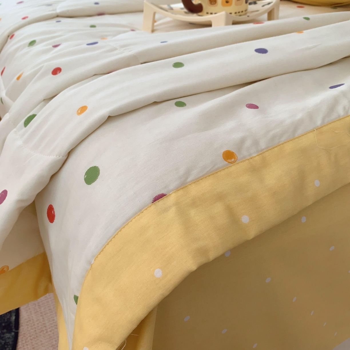 91家纺网 家纺一手货源 找家纺 莱豫家纺 2025春夏新款纯棉全棉夏被夏凉被四件套 彩色波点