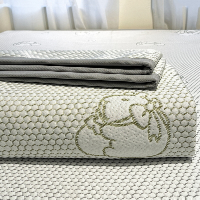 91家纺网 家纺一手货源 找家纺 LIFE.丽芙 2025春夏季新品A类针织提花冰凉豆豆凉感软席子平铺绑带款冰丝凉席三件套（450克）-风格二 卡皮巴拉-绿