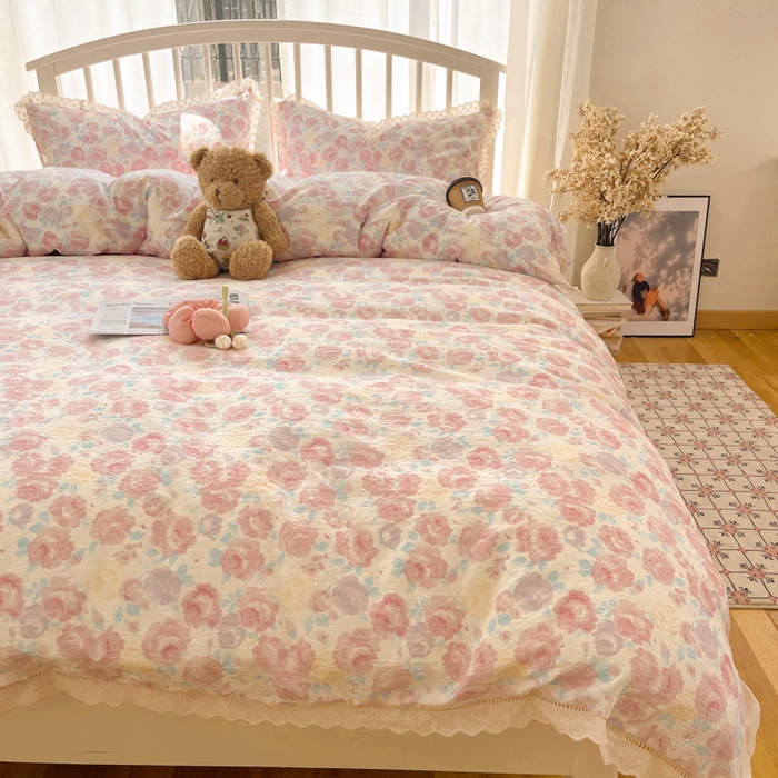 91家纺网 家纺一手货源 找家纺 （总）繁花家居 2025新款镂空白色花边直播热款四件套