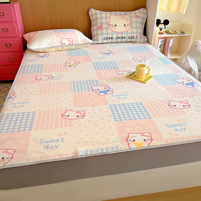 91家纺网 家纺一手货源 找家纺 葡萄家 2025年A类数码印花冰淇淋凉感冰丝凉席夏被夏凉被空调被 布丁猫