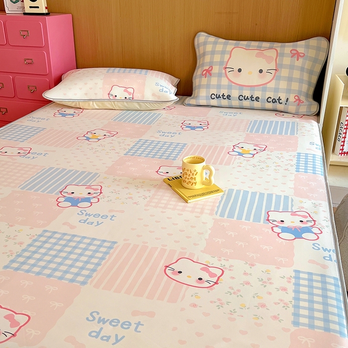 91家纺网 家纺一手货源 找家纺 葡萄家 2025年A类数码印花冰淇淋凉感冰丝凉席夏被夏凉被空调被 布丁猫