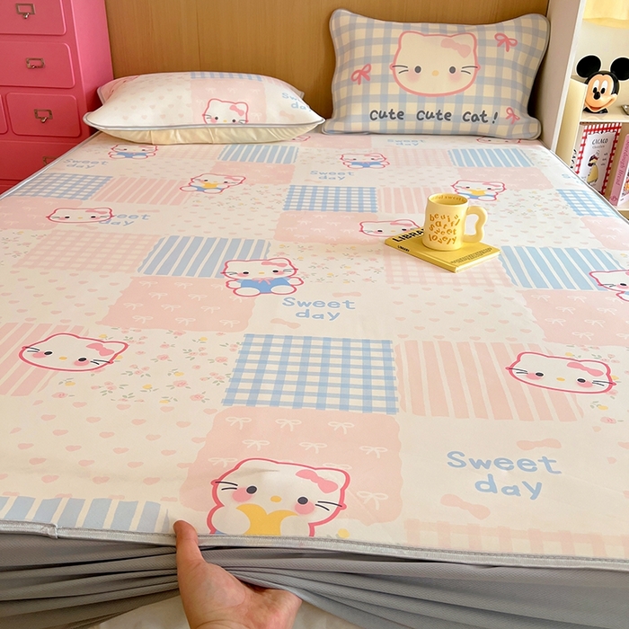 91家纺网 家纺一手货源 找家纺 葡萄家 2025年A类数码印花冰淇淋凉感冰丝凉席夏被夏凉被空调被 布丁猫