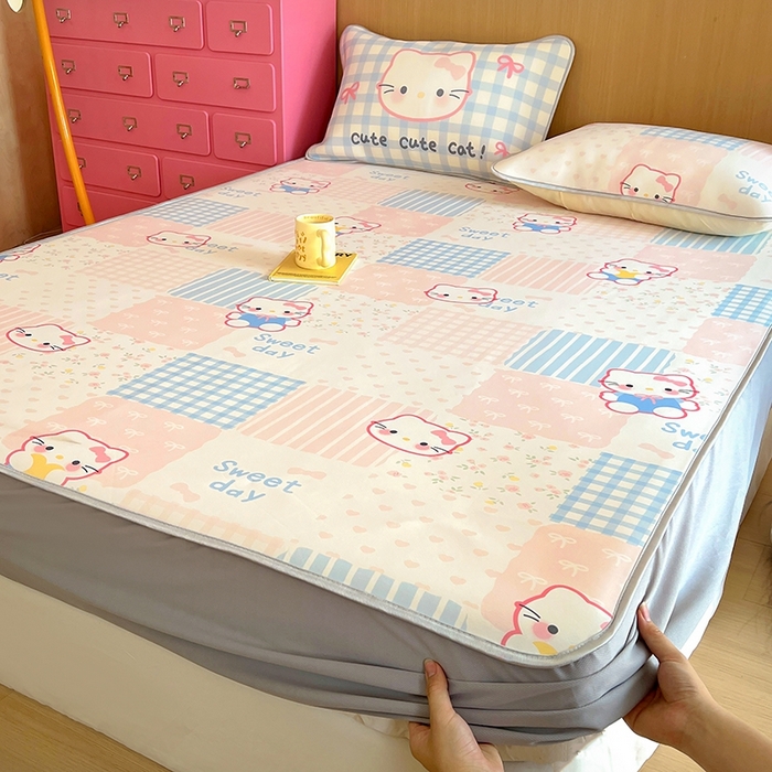 91家纺网 家纺一手货源 找家纺 葡萄家 2025年A类数码印花冰淇淋凉感冰丝凉席夏被夏凉被空调被 布丁猫