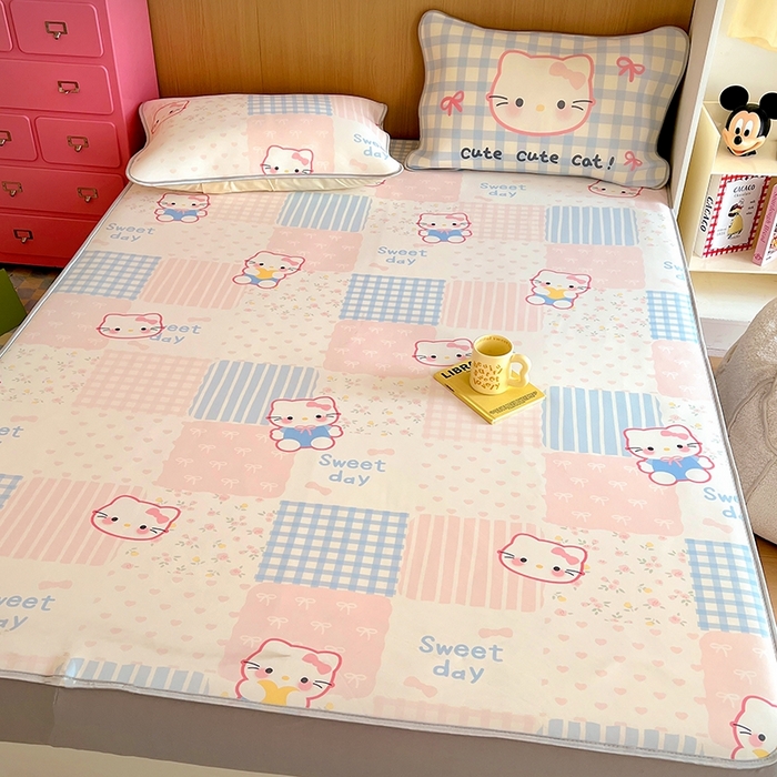 91家纺网 家纺一手货源 找家纺 葡萄家 2025年A类数码印花冰淇淋凉感冰丝凉席夏被夏凉被空调被 布丁猫