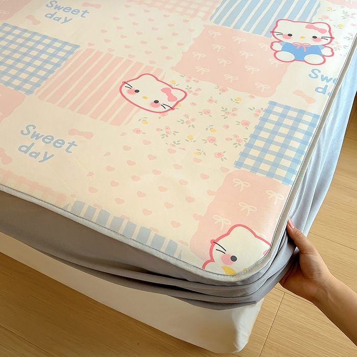 91家纺网 家纺一手货源 找家纺 葡萄家 2025年A类数码印花冰淇淋凉感冰丝凉席夏被夏凉被空调被 布丁猫