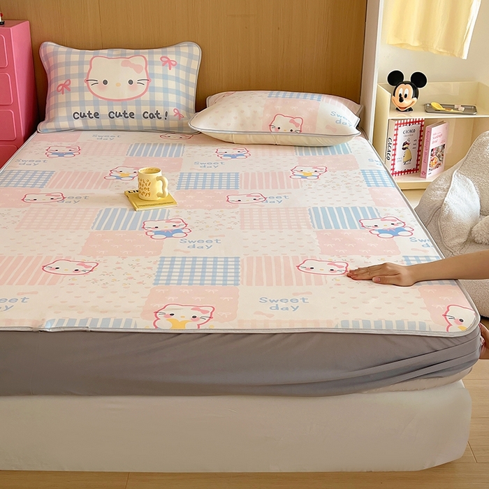 91家纺网 家纺一手货源 找家纺 葡萄家 2025年A类数码印花冰淇淋凉感冰丝凉席夏被夏凉被空调被 布丁猫