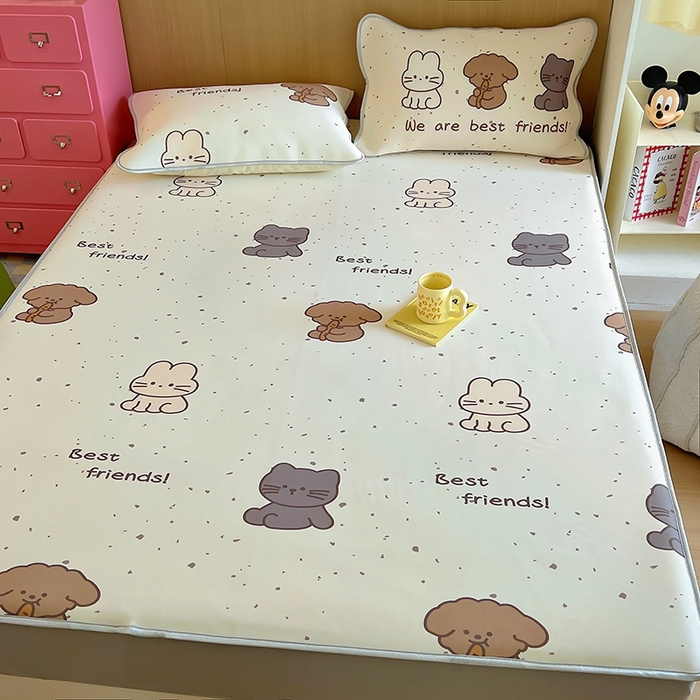 91家纺网 家纺一手货源 找家纺 葡萄家 2025年A类数码印花冰淇淋凉感冰丝凉席夏被夏凉被空调被 动物乐园