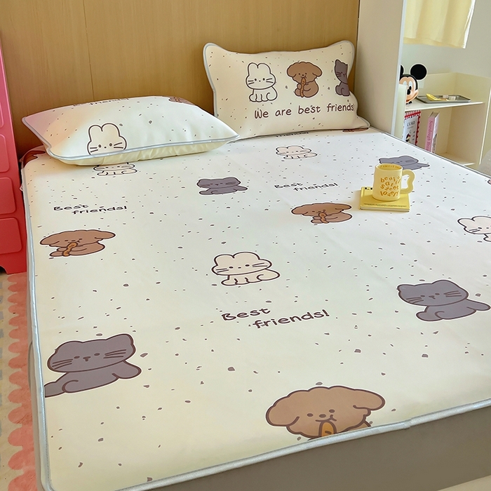 91家纺网 家纺一手货源 找家纺 葡萄家 2025年A类数码印花冰淇淋凉感冰丝凉席夏被夏凉被空调被 动物乐园