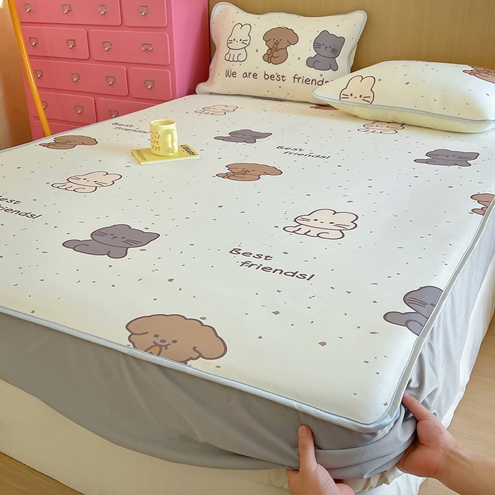 91家纺网 家纺一手货源 找家纺 葡萄家 2025年A类数码印花冰淇淋凉感冰丝凉席夏被夏凉被空调被 动物乐园