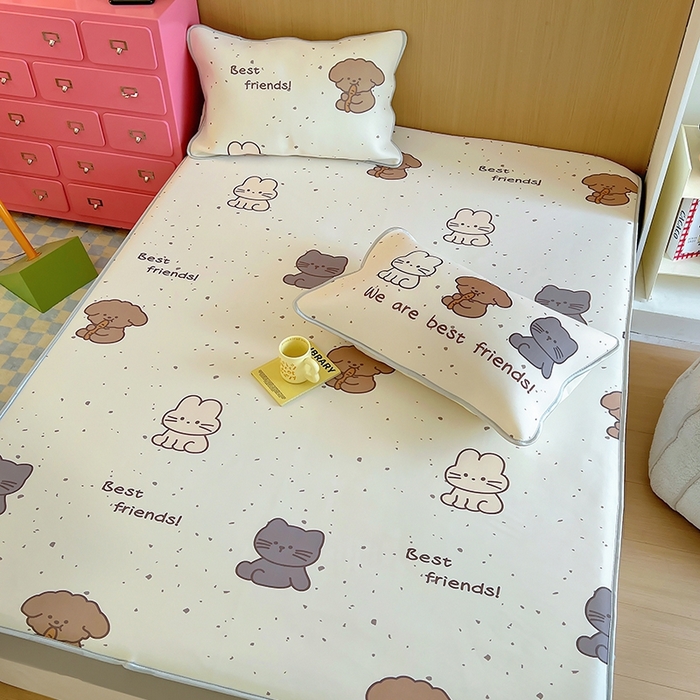 91家纺网 家纺一手货源 找家纺 葡萄家 2025年A类数码印花冰淇淋凉感冰丝凉席夏被夏凉被空调被 动物乐园