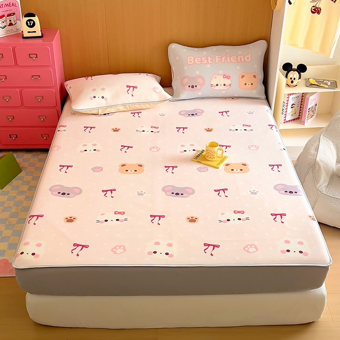 91家纺网 家纺一手货源 找家纺 葡萄家 2025年A类数码印花冰淇淋凉感冰丝凉席夏被夏凉被空调被 可爱小动物