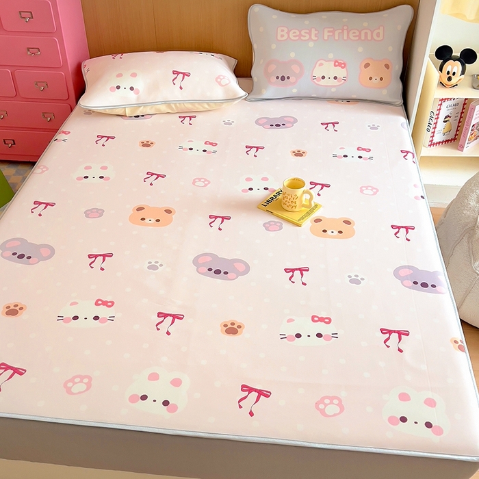 91家纺网 家纺一手货源 找家纺 葡萄家 2025年A类数码印花冰淇淋凉感冰丝凉席夏被夏凉被空调被 可爱小动物