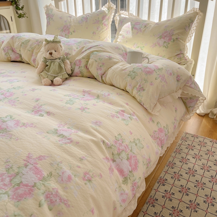 91家纺网 家纺一手货源 找家纺 繁花家居 2025新款镂空白色花边直播热款四件套 安娜