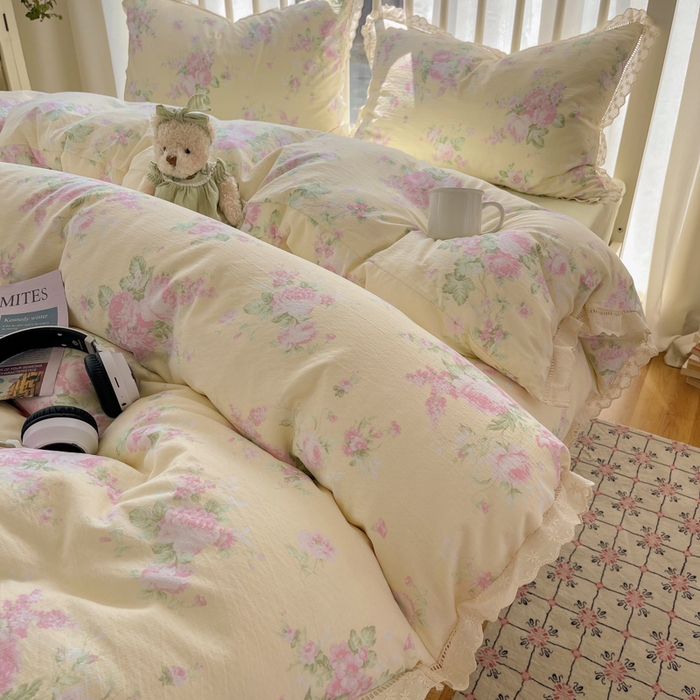 91家纺网 家纺一手货源 找家纺 繁花家居 2025新款镂空白色花边直播热款四件套 安娜