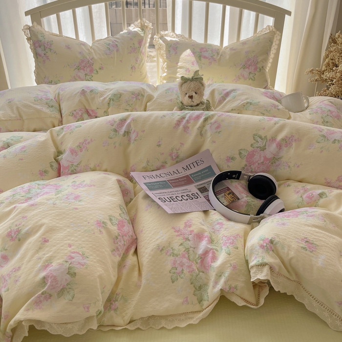 91家纺网 家纺一手货源 找家纺 繁花家居 2025新款镂空白色花边直播热款四件套 安娜