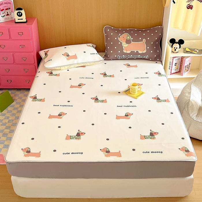 91家纺网 家纺一手货源 找家纺 葡萄家 2025年A类数码印花冰淇淋凉感冰丝凉席夏被夏凉被空调被 腊肠狗