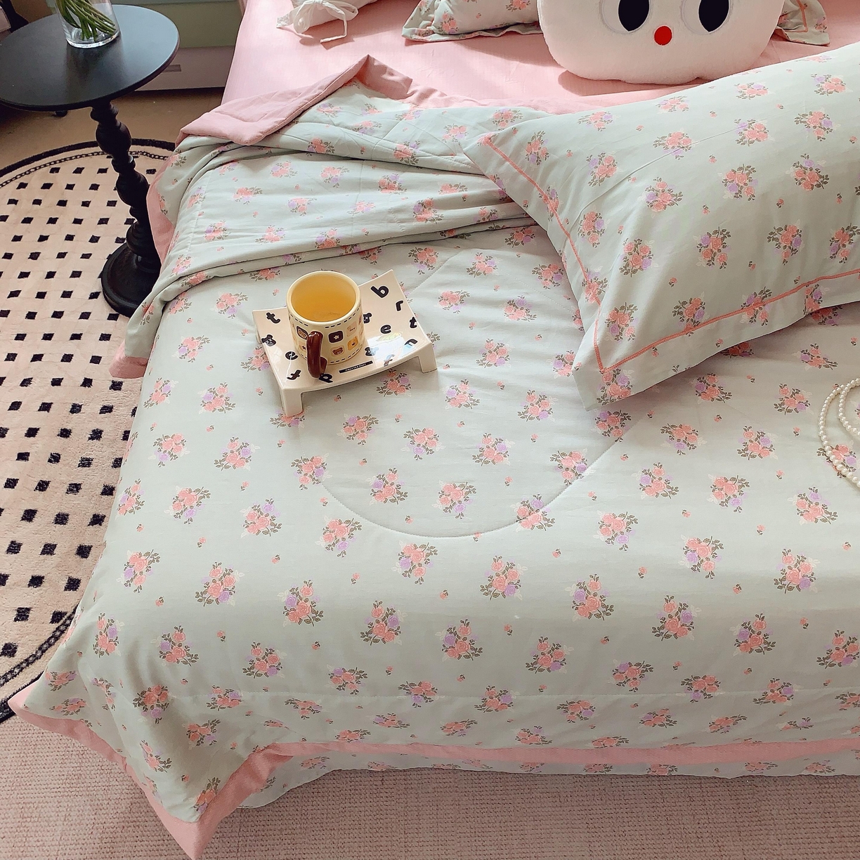 91家纺网 家纺一手货源 找家纺 莱豫家纺 2025春夏新款纯棉全棉夏被夏凉被四件套 花间梦