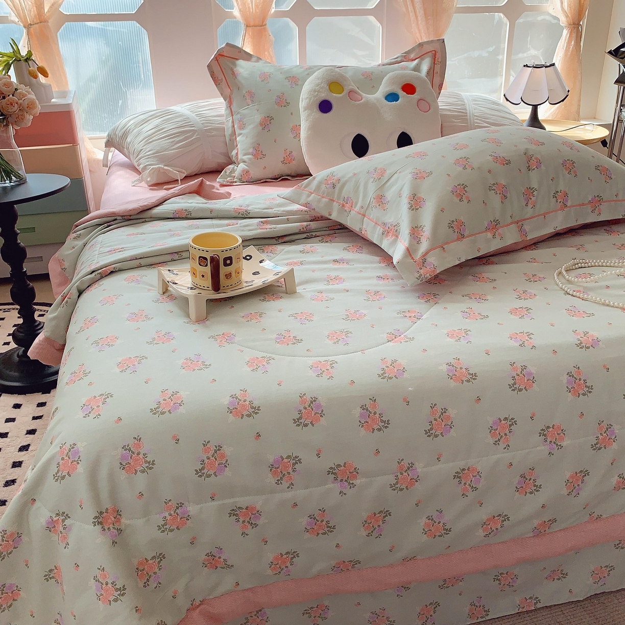 91家纺网 家纺一手货源 找家纺 莱豫家纺 2025春夏新款纯棉全棉夏被夏凉被四件套 花间梦