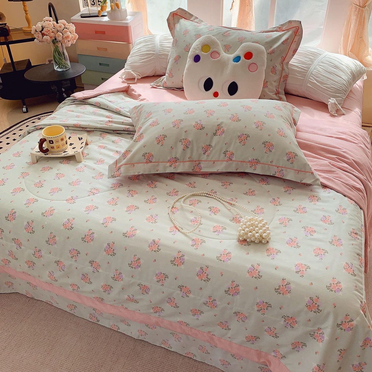 91家纺网 家纺一手货源 找家纺 莱豫家纺 2025春夏新款纯棉全棉夏被夏凉被四件套 花间梦