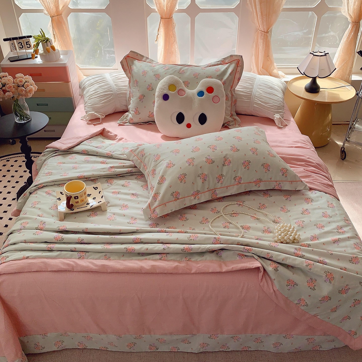 91家纺网 家纺一手货源 找家纺 莱豫家纺 2025春夏新款纯棉全棉夏被夏凉被四件套 花间梦