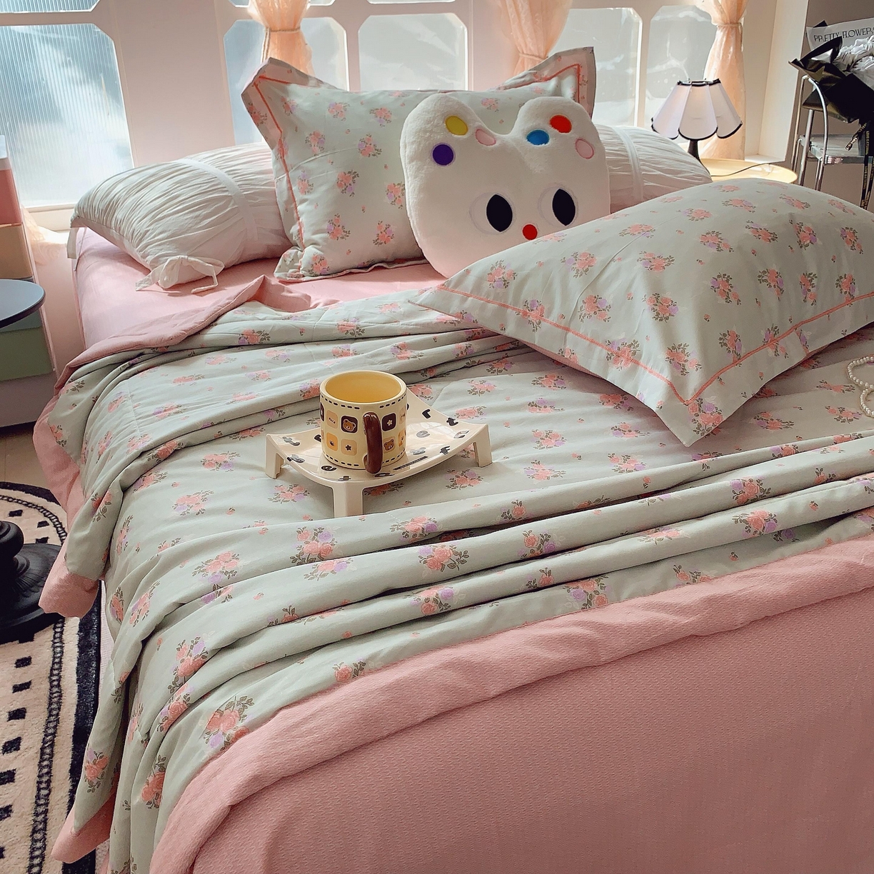 91家纺网 家纺一手货源 找家纺 莱豫家纺 2025春夏新款纯棉全棉夏被夏凉被四件套 花间梦