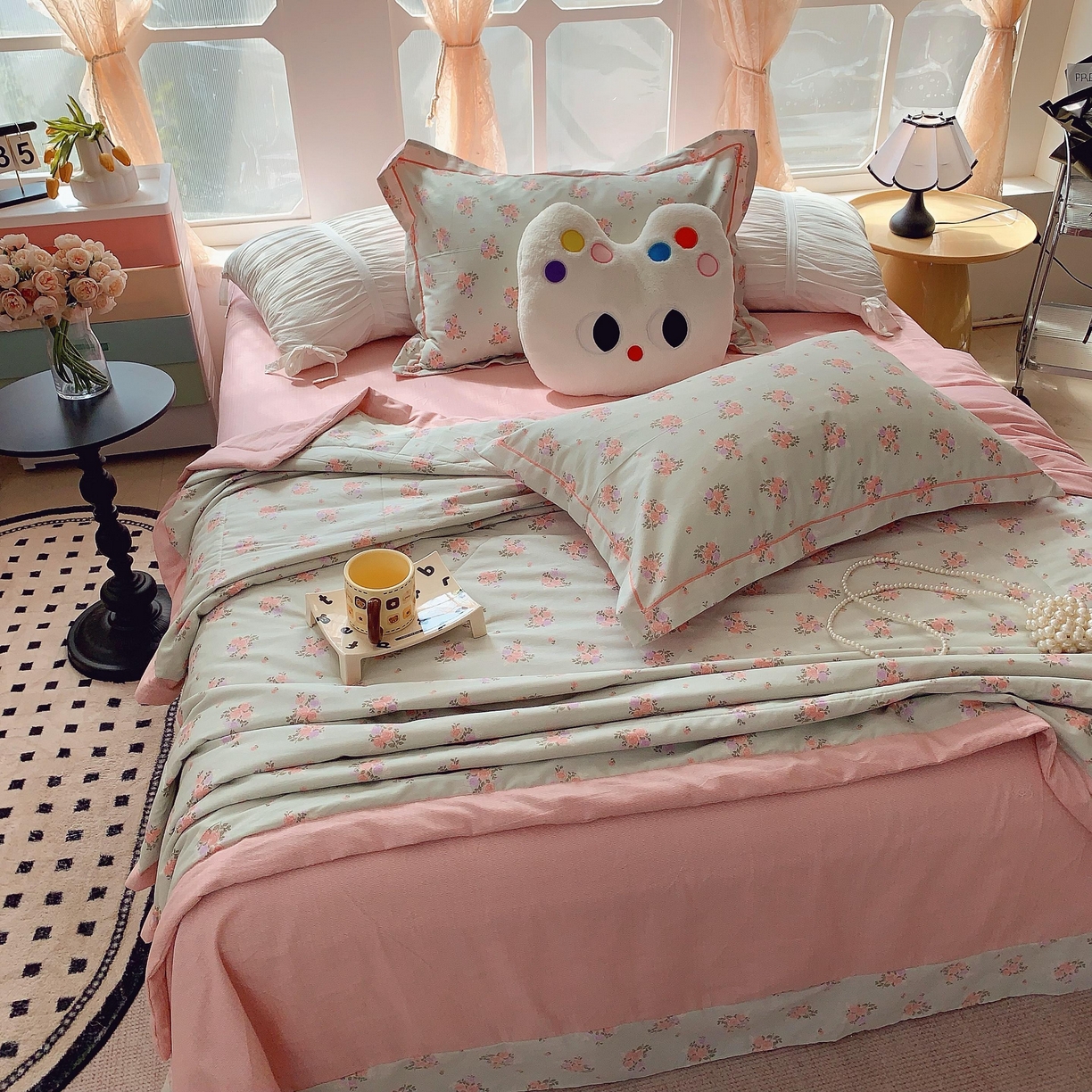 91家纺网 家纺一手货源 找家纺 莱豫家纺 2025春夏新款纯棉全棉夏被夏凉被四件套 花间梦