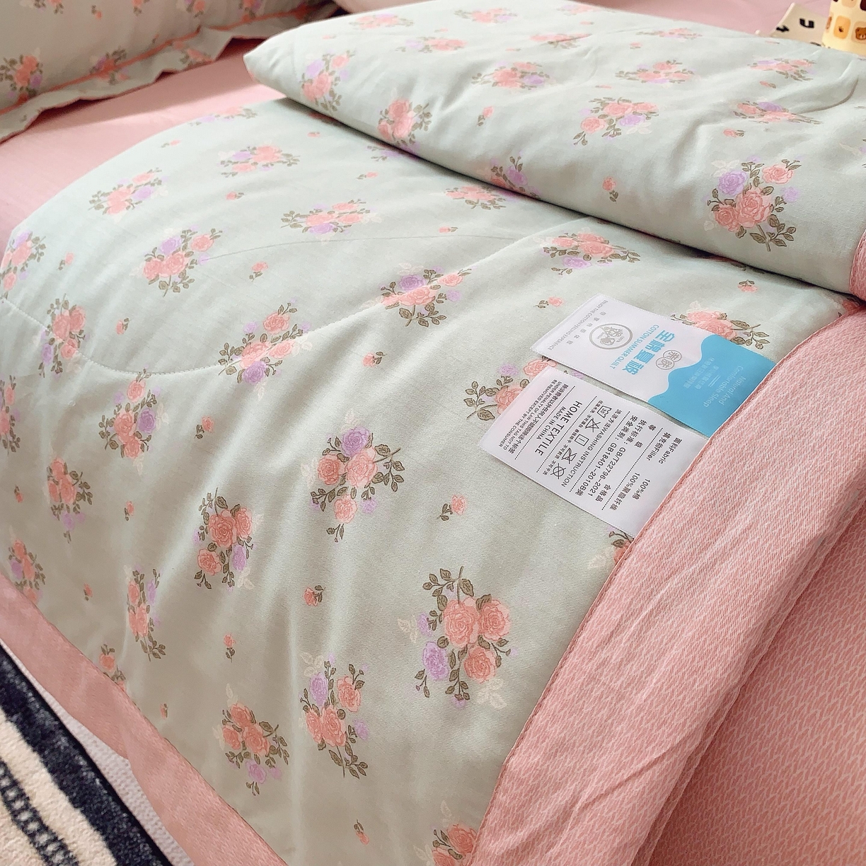 91家纺网 家纺一手货源 找家纺 莱豫家纺 2025春夏新款纯棉全棉夏被夏凉被四件套 花间梦