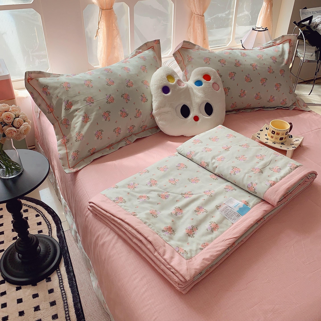 91家纺网 家纺一手货源 找家纺 莱豫家纺 2025春夏新款纯棉全棉夏被夏凉被四件套 花间梦