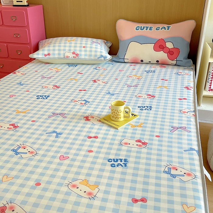 91家纺网 家纺一手货源 找家纺 葡萄家 2025年A类数码印花冰淇淋凉感冰丝凉席夏被夏凉被空调被 兰格猫猫