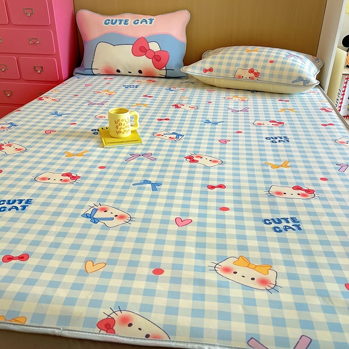 91家纺网 家纺一手货源 找家纺 葡萄家 2025年A类数码印花冰淇淋凉感冰丝凉席夏被夏凉被空调被 兰格猫猫