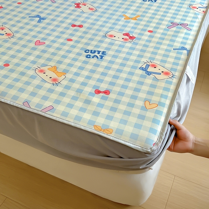 91家纺网 家纺一手货源 找家纺 葡萄家 2025年A类数码印花冰淇淋凉感冰丝凉席夏被夏凉被空调被 兰格猫猫