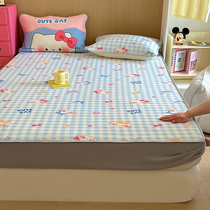 91家纺网 家纺一手货源 找家纺 葡萄家 2025年A类数码印花冰淇淋凉感冰丝凉席夏被夏凉被空调被 兰格猫猫