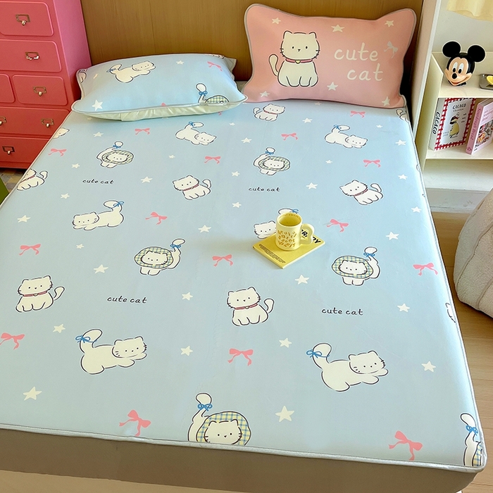 91家纺网 家纺一手货源 找家纺 葡萄家 2025年A类数码印花冰淇淋凉感冰丝凉席夏被夏凉被空调被 猫小白