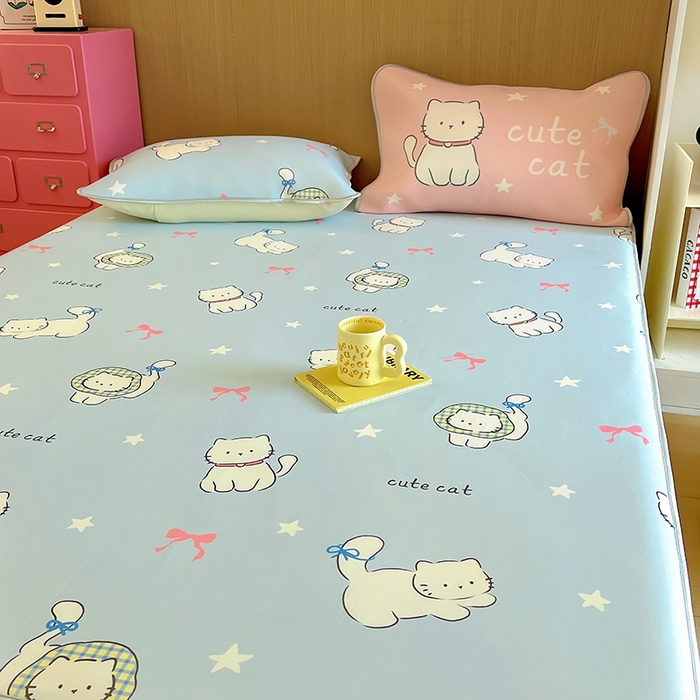 91家纺网 家纺一手货源 找家纺 葡萄家 2025年A类数码印花冰淇淋凉感冰丝凉席夏被夏凉被空调被 猫小白