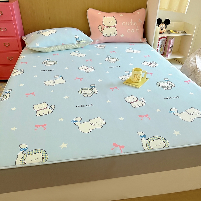 91家纺网 家纺一手货源 找家纺 葡萄家 2025年A类数码印花冰淇淋凉感冰丝凉席夏被夏凉被空调被 猫小白