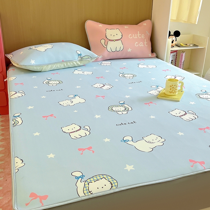 91家纺网 家纺一手货源 找家纺 葡萄家 2025年A类数码印花冰淇淋凉感冰丝凉席夏被夏凉被空调被 猫小白