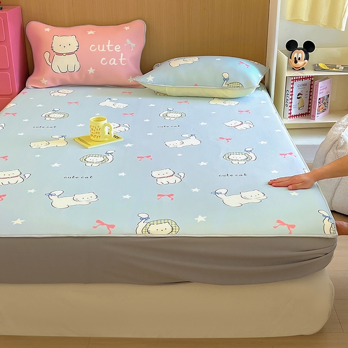 91家纺网 家纺一手货源 找家纺 葡萄家 2025年A类数码印花冰淇淋凉感冰丝凉席夏被夏凉被空调被 猫小白