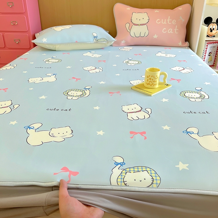 91家纺网 家纺一手货源 找家纺 葡萄家 2025年A类数码印花冰淇淋凉感冰丝凉席夏被夏凉被空调被 猫小白