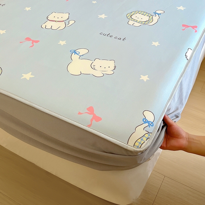 91家纺网 家纺一手货源 找家纺 葡萄家 2025年A类数码印花冰淇淋凉感冰丝凉席夏被夏凉被空调被 猫小白