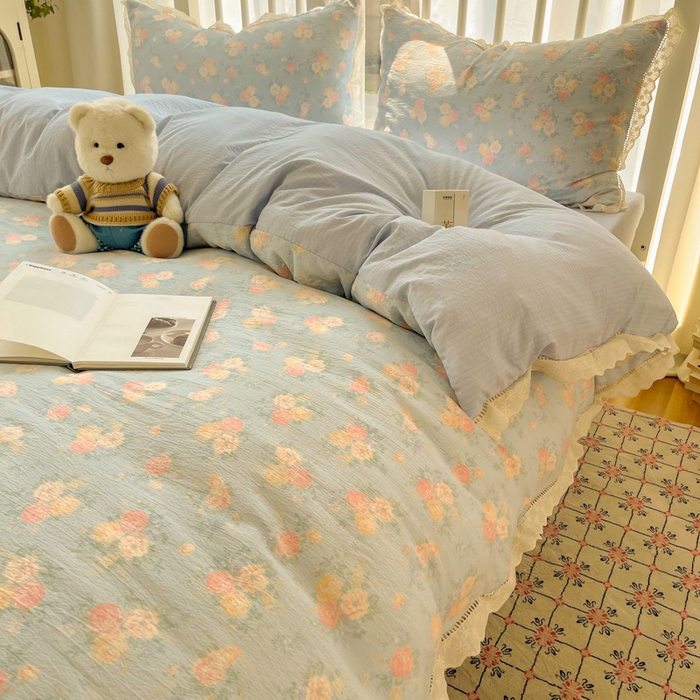 91家纺网 家纺一手货源 找家纺 繁花家居 2025新款镂空白色花边直播热款四件套 寂色浮香