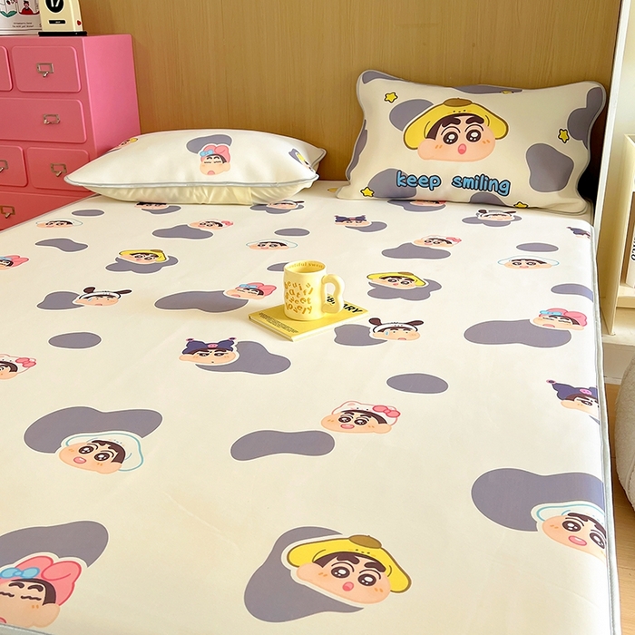 91家纺网 家纺一手货源 找家纺 葡萄家 2025年A类数码印花冰淇淋凉感冰丝凉席夏被夏凉被空调被 奶牛纹小新