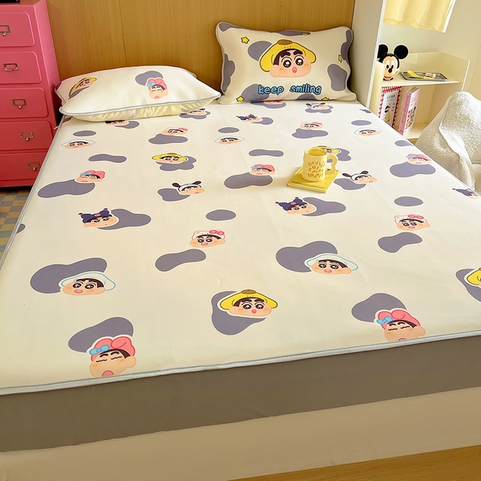 91家纺网 家纺一手货源 找家纺 葡萄家 2025年A类数码印花冰淇淋凉感冰丝凉席夏被夏凉被空调被 奶牛纹小新