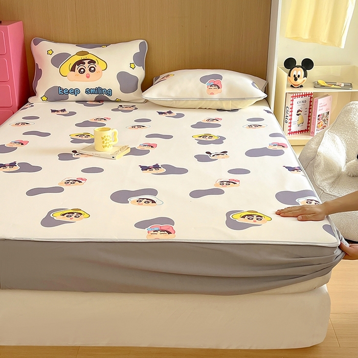 91家纺网 家纺一手货源 找家纺 葡萄家 2025年A类数码印花冰淇淋凉感冰丝凉席夏被夏凉被空调被 奶牛纹小新