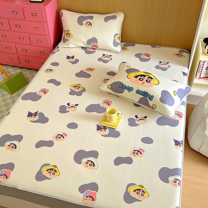 91家纺网 家纺一手货源 找家纺 葡萄家 2025年A类数码印花冰淇淋凉感冰丝凉席夏被夏凉被空调被 奶牛纹小新