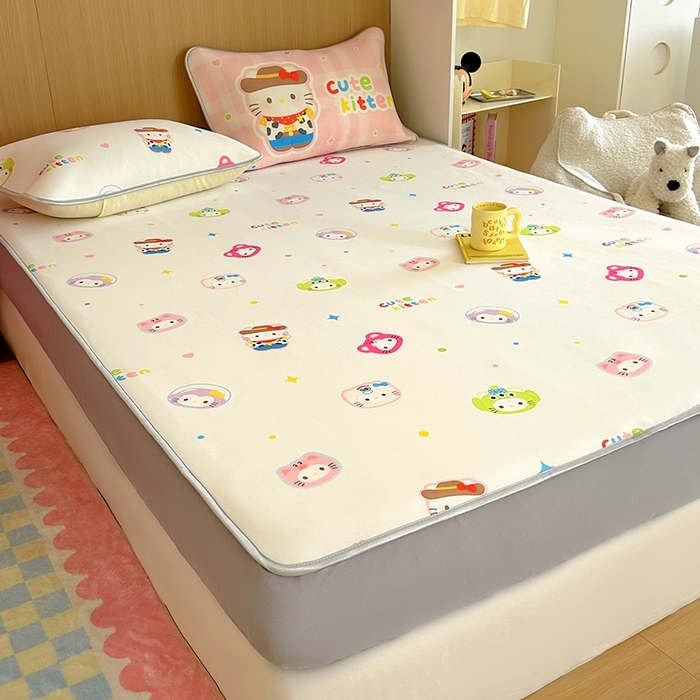 91家纺网 家纺一手货源 找家纺 葡萄家 2025年A类数码印花冰淇淋凉感冰丝凉席夏被夏凉被空调被 牛仔猫猫