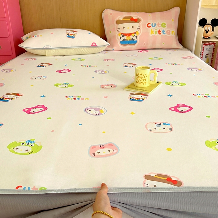 91家纺网 家纺一手货源 找家纺 葡萄家 2025年A类数码印花冰淇淋凉感冰丝凉席夏被夏凉被空调被 牛仔猫猫