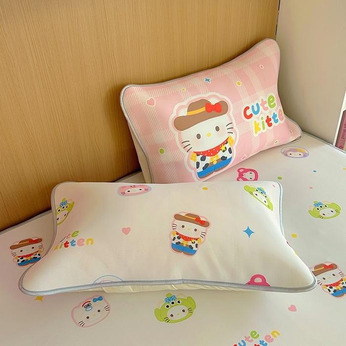 91家纺网 家纺一手货源 找家纺 葡萄家 2025年A类数码印花冰淇淋凉感冰丝凉席夏被夏凉被空调被 牛仔猫猫